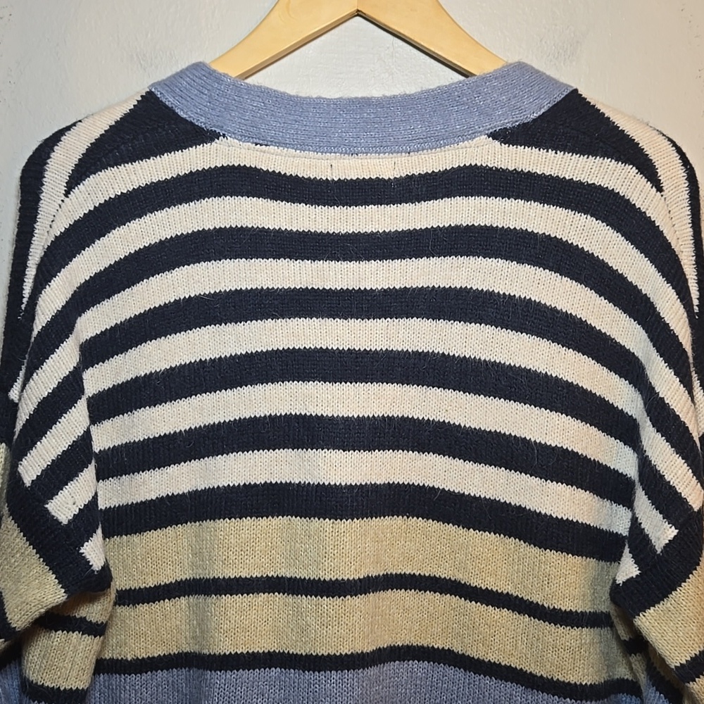Fat Face Alpaca Heather Stripe V-Neck Button Front Sweater Cardigan NWOT - Picture 9 of 13